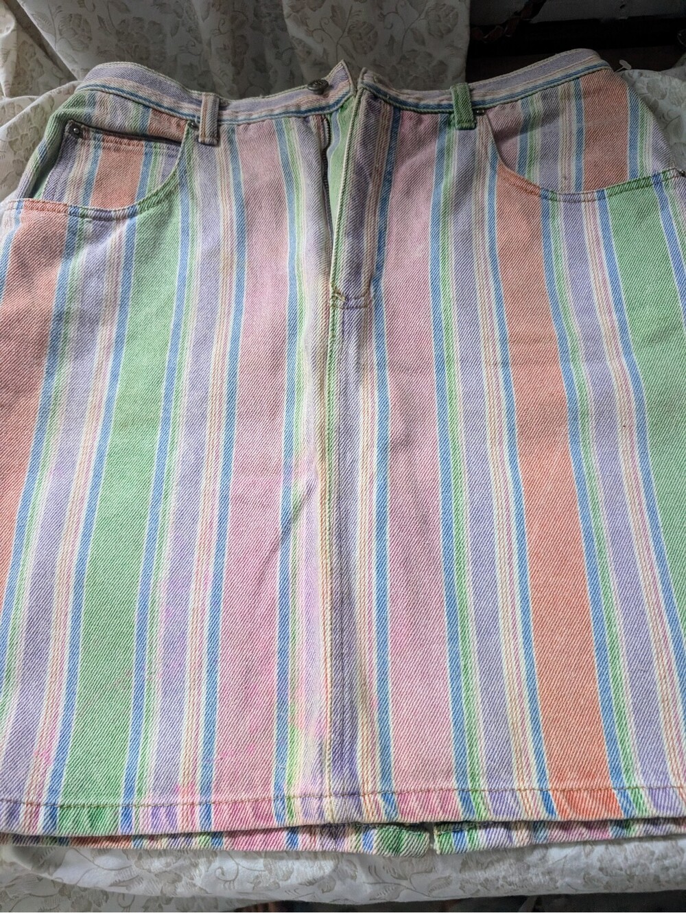 Spoiled Striped Multicolor Denim Skirt Size 13-14